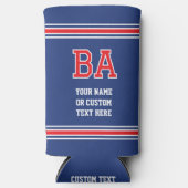 Monogrammed gepersonaliseerde tekst Navy Red Seltzer Blikjeskoeler (Voorkant)