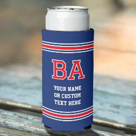 Monogrammed gepersonaliseerde tekst Navy Red Seltzer Blikjeskoeler