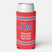 Monogrammed Gepersonaliseerde Tekst Rood Marine Bl Seltzer Blikjeskoeler (Seltzer Voorkant)