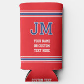 Monogrammed Gepersonaliseerde Tekst Rood Marine Bl Seltzer Blikjeskoeler (Voorkant)