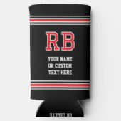 Monogrammed Gepersonaliseerde tekst Rood Zwart Seltzer Blikjeskoeler (Achterkant)