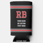 Monogrammed Gepersonaliseerde tekst Rood Zwart Seltzer Blikjeskoeler (Voorkant)