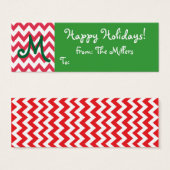 Monogrammed Gift Label met Chevron Mini Visitekaartjes (Voorkant /achterkant)