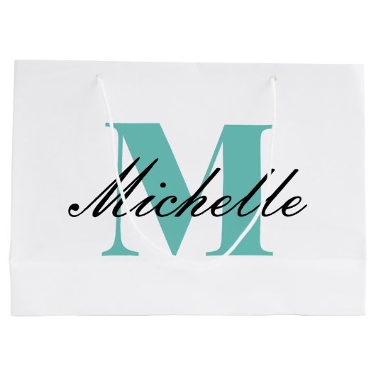 Monogrammed gift zak met fancy manuscripttypografi groot cadeauzakje (Achterkant)