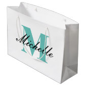 Monogrammed gift zak met fancy manuscripttypografi groot cadeauzakje (Achterkant Gekanteld)