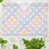 Monogrammed Gingham Plaids Harten Theedoek (Gevouwen)