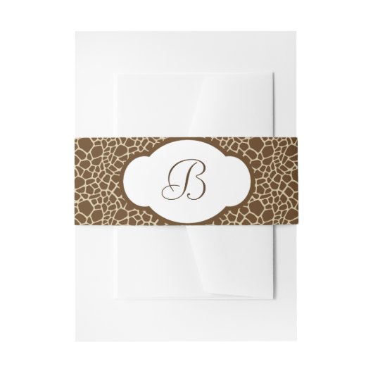 Monogrammed Giraffe Pattern Invitation Belly Band Uitnodigingen Wikkel (Voorkant Voorbeeld)