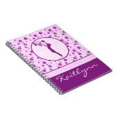 Monogrammed Girl's Basketball Paarse Heart Floral Notitieboek (Rechterzijde)