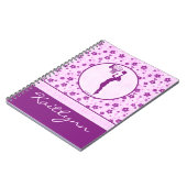 Monogrammed Girl's Basketball Paarse Heart Floral Notitieboek (Linkerzijde)