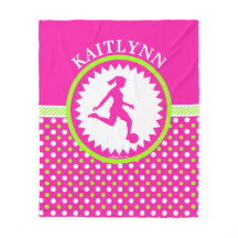 Monogrammed Girls Soccer Pink - Green Polka-Stippe