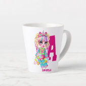 Monogrammed Girls Unicorn Cute  Latte Mok (Rechterhoek)