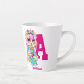 Monogrammed Girls Unicorn Cute  Latte Mok (Rechts)