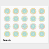 Monogrammed Girly Chevron Regenboog Modern Ronde Sticker (Vel)