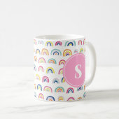 Monogrammed Girly Cute Rainbow Pattern Koffiemok (Voorkant rechts)