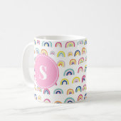 Monogrammed Girly Cute Rainbow Pattern Koffiemok (Voorkant links)