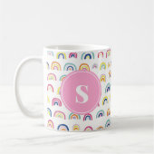 Monogrammed Girly Cute Rainbow Pattern Koffiemok (Links)