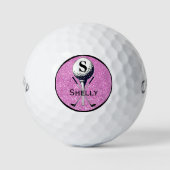 Monogrammed Girly Golf T-shirt Golfballen (Voorkant)