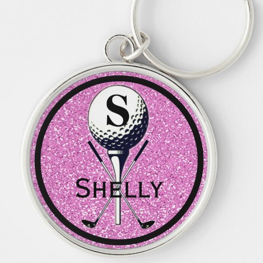 Monogrammed Girly Golf T-shirt Sleutelhanger (Voorkant)