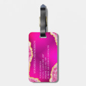 Monogrammed Girly Hot Pink Bright Bagagelabel (Achterkant verticaal)
