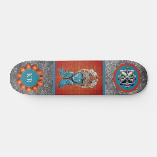 Monogrammed Girly Japanese Goddess Skateboard (Horizontaal)