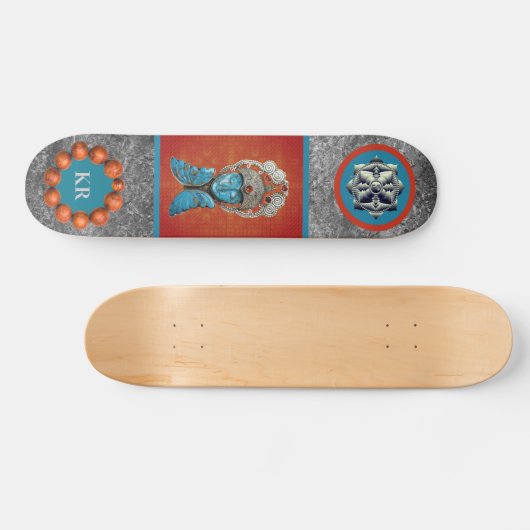Monogrammed Girly Japanese Goddess Skateboard (Horizontaal)