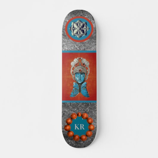 Monogrammed Girly Japanese Goddess Skateboard (Voorkant)