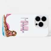 Monogrammed Girly Mermaid Case-Mate iPhone Case (Achterkant (horizontaal))