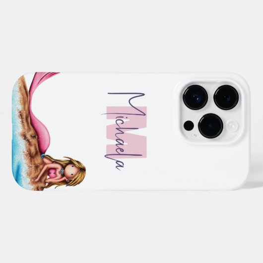 Monogrammed Girly Mermaid Case-Mate iPhone Case (Achterkant (horizontaal))