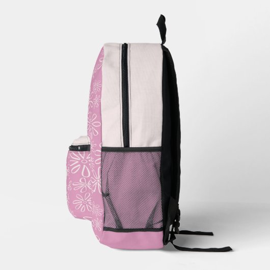 Monogrammed Girly Pink Blush Bloempatroon Bedrukte Rugzak (Rechts)