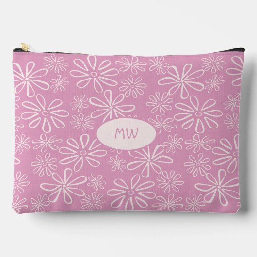 Monogrammed Girly Pink Blush Bloempatroon Etui (Voorkant)
