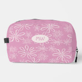 Monogrammed Girly Pink & Blush Bloempatroon Toilettasje (Voorkant)