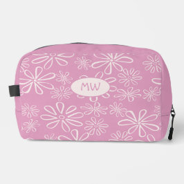 Monogrammed Girly Pink & Blush Bloempatroon Toilettasje