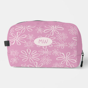Monogrammed Girly Pink & Blush Bloempatroon Toilettasje