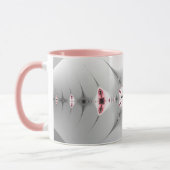Monogrammed Girly Pink en Silver Fractal Mok (Links)