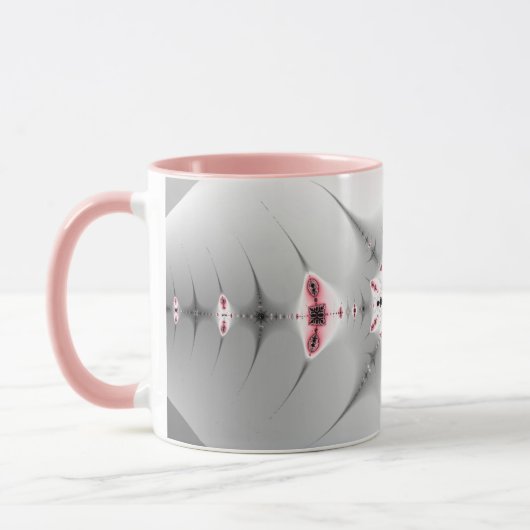 Monogrammed Girly Pink en Silver Fractal Mok (Links)
