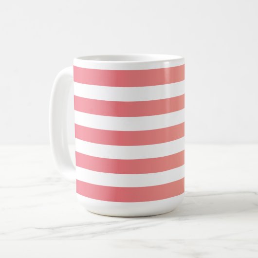 Monogrammed Girly Pink Peach gradiëntstripes Koffiemok (Voorkant links)