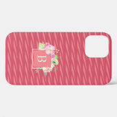 Monogrammed Girly Pink & Pink Coral Floral Case-Mate iPhone Case (Achterkant (horizontaal))