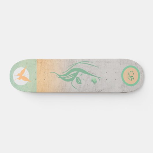 Monogrammed Girly Skateboard met Butterfly (Horizontaal)