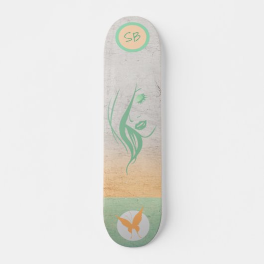 Monogrammed Girly Skateboard met Butterfly (Voorkant)