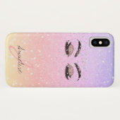 Monogrammed girly sparkle glitter iriserende glam Case-Mate iPhone case (Achterkant (horizontaal))