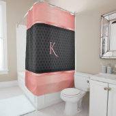 Monogrammed glanzende Rozen gouden en zwarte sterr Douchegordijn (In situ)