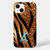Monogrammed Gold Agaat Tijger Luipaard Glitter Case-Mate iPhone Case (Achterkant)