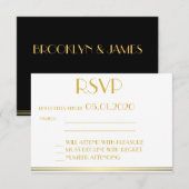 Monogrammed Gold Black Great Gatsby Wedding RSVP (Voorkant / Achterkant)