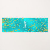 Monogrammed Gold & Blue Mandala Pattern Yoga Mat (Achterkant (horizontaal))