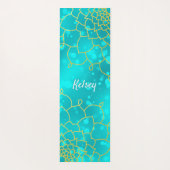 Monogrammed Gold & Blue Mandala Pattern Yoga Mat (Achterkant)
