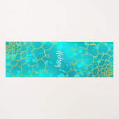 Monogrammed Gold & Blue Mandala Pattern Yoga Mat (Voorkant (horizontaal))