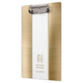 Monogrammed Gold Brushed Metallic Business Klembord (Links)