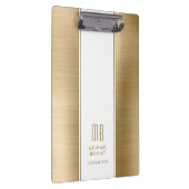 Monogrammed Gold Brushed Metallic Business Klembord (Rechts)