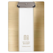 Monogrammed Gold Brushed Metallic Business Klembord (Voorkant)
