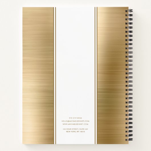 Monogrammed Gold Brushed Metallic Business Notitieboek (Achterkant)